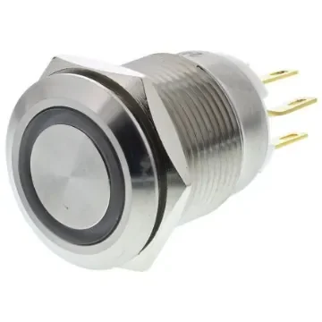 EOZ Illuminated Push Button Switch, Momentary, Panel Mount, 19.2mm Cutout, SPDT, Red LED, IP65 - R19FFSSPAGRR24 product image