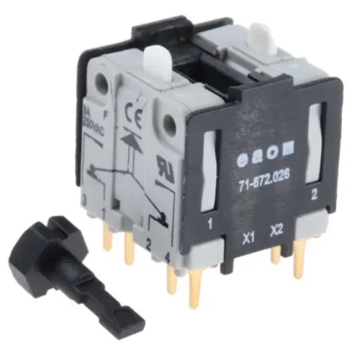 EAO Contact Block for Use with Series 71 Push Button Switches, 250V ac, 2NO + 2NC - 71-672.026 product image