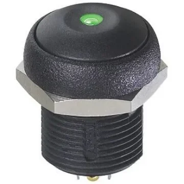 APEM Illuminated Push Button Switch, Momentary, Panel Mount, 14.8mm Cutout, SPST, Green LED, 250V ac, IP67 - IRR3S422LOG product image