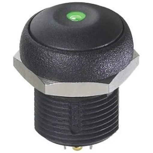 APEM Illuminated Push Button Switch, Momentary, Panel Mount, 14.8mm Cutout, SPST, Green LED, 250V ac, IP67 - IRR3S422LOG product image