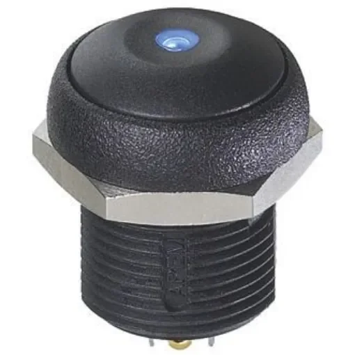 APEM Illuminated Push Button Switch, Momentary, Panel Mount, 14.8mm Cutout, SPST, Blue LED, 250V ac, IP67 - IRR3S422LOB product image