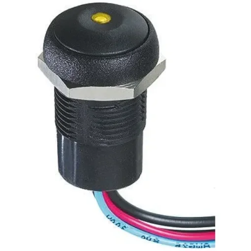 APEM Illuminated Push Button Switch, Momentary, Panel Mount, 14.8mm Cutout, SPST, Yellow LED, 250V ac, IP67 - IRR3F422LOY product image