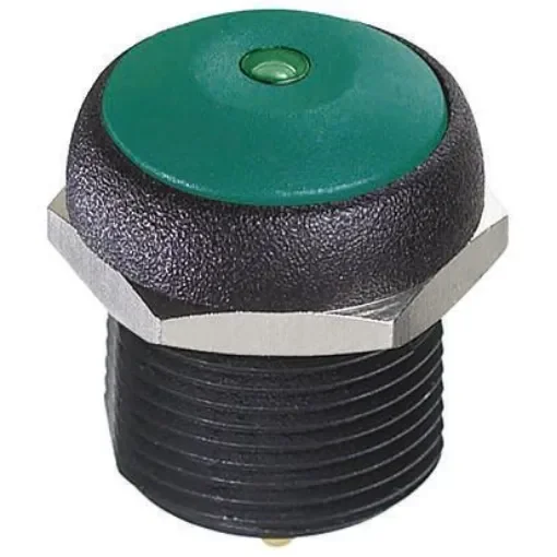 APEM Illuminated Push Button Switch, Momentary, Panel Mount, 14.8mm Cutout, SPST, Green LED, 250V ac, IP67 - IRR3S432LOG product image