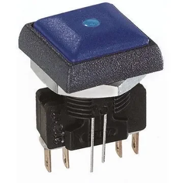 APEM Illuminated Push Button Switch, Momentary, Panel Mount, 14.8mm Cutout, DPDT, Blue LED, 250V ac, IP67 - IRC8Z2B2LOB product image