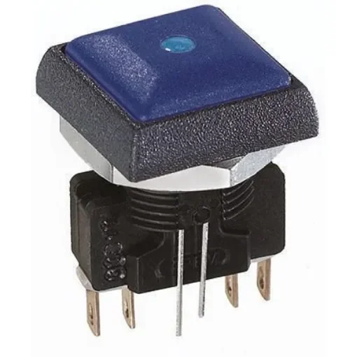 APEM Illuminated Push Button Switch, Momentary, Panel Mount, 14.8mm Cutout, DPDT, Blue LED, 250V ac, IP67 - IRC8Z2B2LOB product image