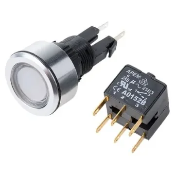 APEM Illuminated Push Button Switch, Latching, Panel Mount, 22mm Cutout, DPDT, Red LED, 250V ac, IP65 - A1PCA1X220J103 product image