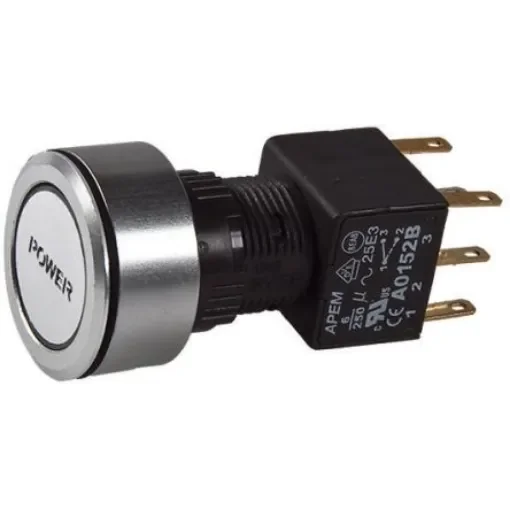 APEM Illuminated Push Button Switch, Latching, Panel Mount, 16mm Cutout, DPDT, Red LED, 250V ac, IP65 - A1PCA1X249K103 product image