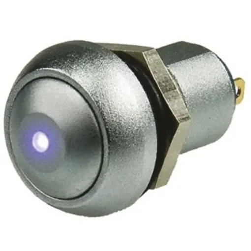 APEM Illuminated Push Button Switch, Latching, Panel Mount, 12.9mm Cutout, SPST, Blue LED, 24V dc, IP67 - IPR1SAD0LOB105 product image