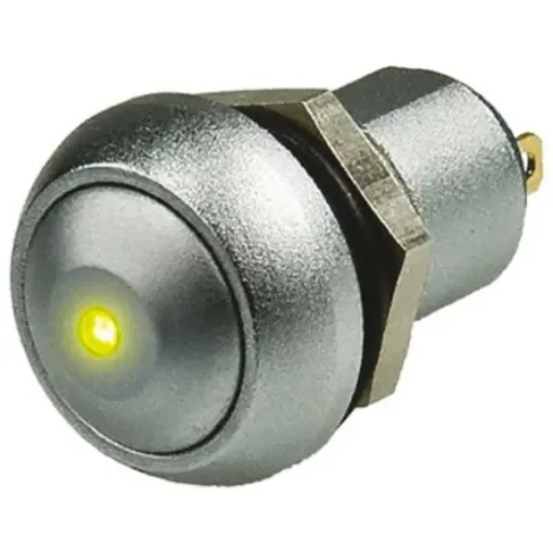 APEM Illuminated Push Button Switch, Latching, Panel Mount, 12.9mm Cutout, SPST, Yellow LED, 24V dc, IP67 - IPR1SAD0LOY105 product image