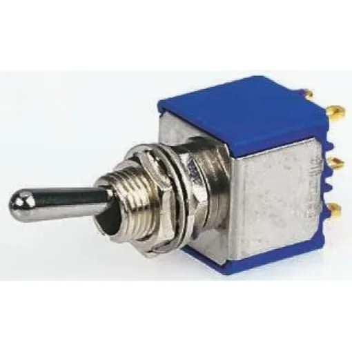 APEM Toggle Switch, Panel Mount, On-Off-On, DPDT, Solder Lug Terminal, 30V dc - 5649ADBK3V product image