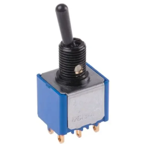 APEM Toggle Switch, Panel Mount, On-On, DPDT, Solder Lug Terminal, 30V dc - 5646ADBGK product image