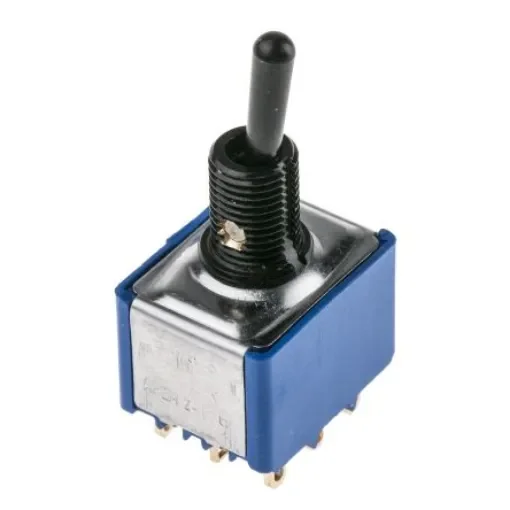 APEM Toggle Switch, Panel Mount, On-On, 3PDT, Solder Lug Terminal, 30V dc - 5656ADBGK product image