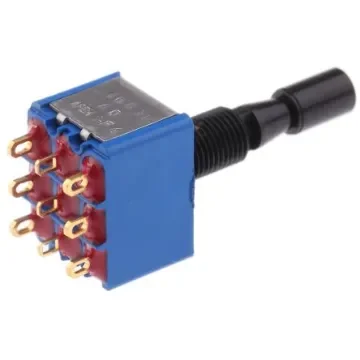 APEM Toggle Switch, Panel Mount, On-Off-On, 3PDT, Solder Lug Terminal, 30V dc - 5659ADBGK3V product image