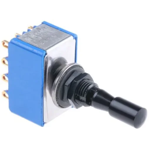 APEM Toggle Switch, Panel Mount, On-Off-On, 4PDT, Solder Lug Terminal, 30V dc - 5669ADBGK3V product image