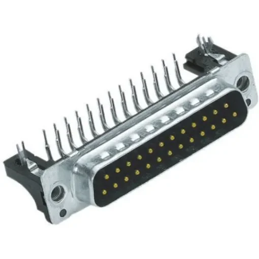 HARTING 37 Way Right Angle Through Hole D-sub Connector Plug, 2.76mm Pitch, with 4-40 UNC Female Screwlocks, Boardlocks - 09664626817 product image