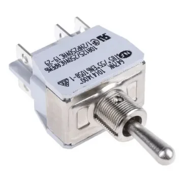 APEM Toggle Switch, Panel Mount, (On)-Off-(On), DPST, Solder Lug Terminal, 250V ac - 647H/2K product image