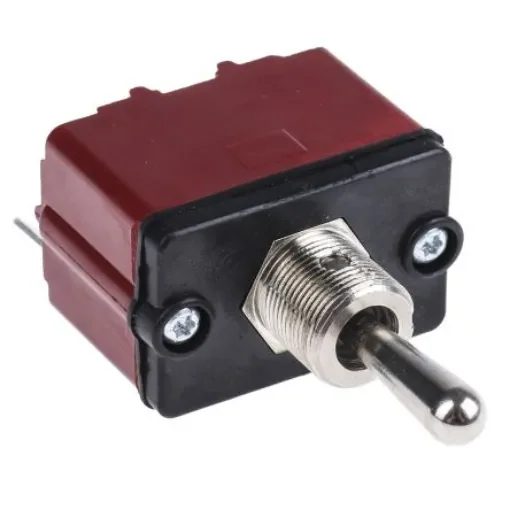 APEM Toggle Switch, Panel Mount, (On)-Off-(On), SPST, Tab Terminal, 28V dc - 3637NF/2 product image