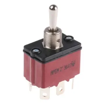 APEM Toggle Switch, Panel Mount, (On)-Off-(On), DPST, Tab Terminal, 28V dc - 3647NF/2 product image