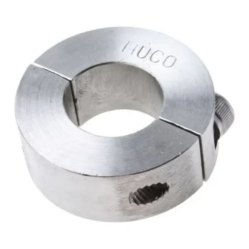 Huco Shaft Collar, Two Piece, Clamp Screw, Bore 20mm, OD 40mm, W 15mm, Stainless Steel - 046202020 product image