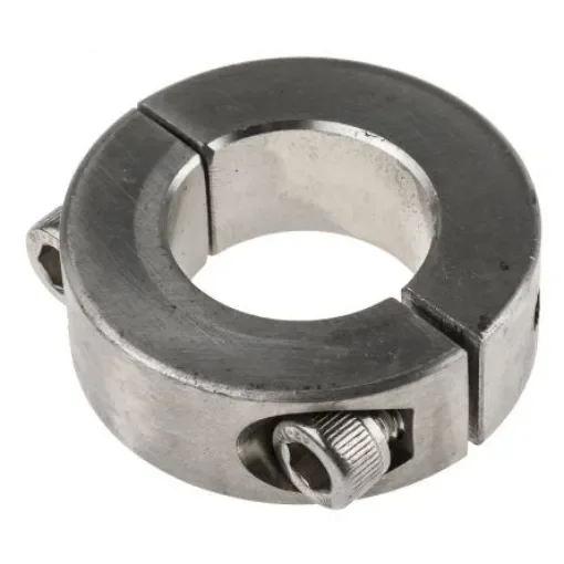 Huco Shaft Collar, Two Piece, Clamp Screw, Bore 25mm, OD 45mm, W 15mm, Stainless Steel - 046202025 product image