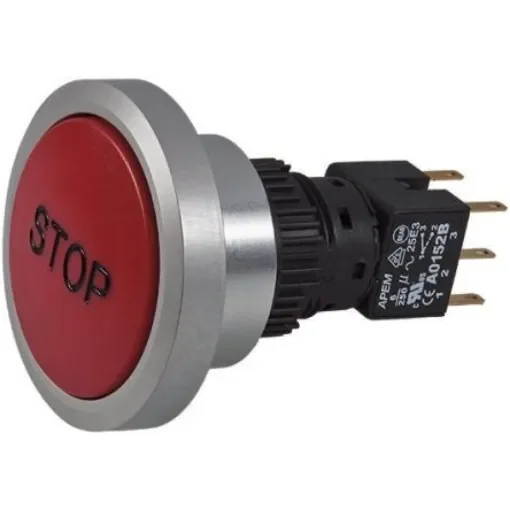 Apem Push Button Switch, Momentary, Panel Mount, 30mm Cutout, DPDT, IP65 - A9PFB1Y2GSP5 product image