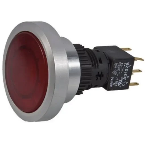 APEM Illuminated Push Button Switch, Momentary, Panel Mount, 30mm Cutout, DPDT, Red LED, IP65 - A9PFA1Y2BJ1 product image