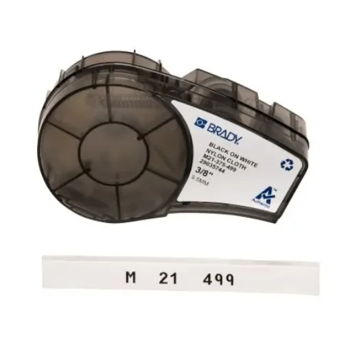 Brady B-499 Black on Black on White Label Printer Tape, 4.88 m Length, 9.53 mm Width - M21-375-499 product image