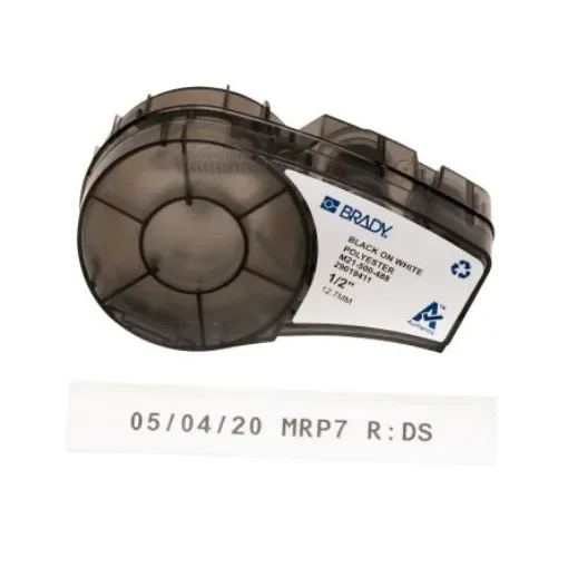 Brady B-488 Black on White Label Printer Tape, 6.4 m Length, 12.70 mm Width - M21-500-488 product image