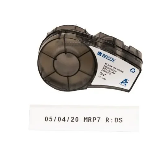 Brady B-488 Black on White Label Printer Tape, 6.4 m Length, 19.05 mm Width - M21-750-488 product image