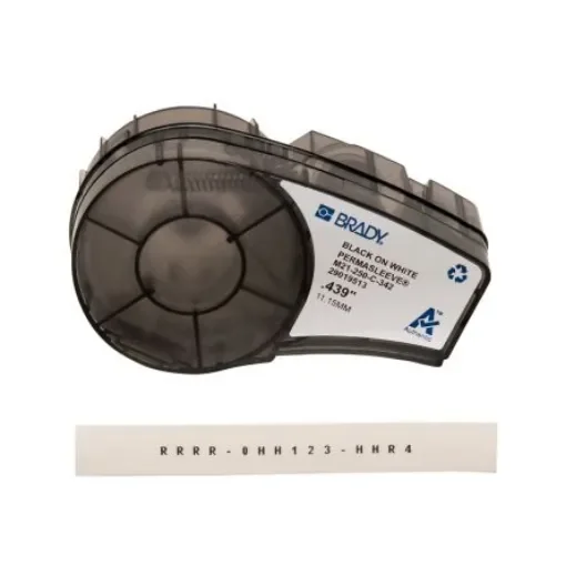 Brady B-342 Black on Black on White Heatshrink Labels, 2.13 m Length, 11.15 mm Width - M21-250-C-342 product image