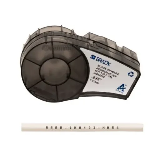 Brady B-342 Black on Black on White Label Printer Tape, 2.13 m Length, 5.97 mm Width, 6mm Label Length - M21-125-C-342 product image