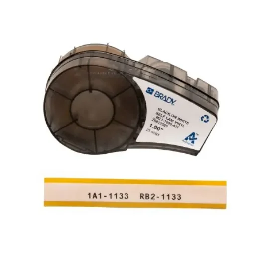 Brady B-427 Black on White, Transparent Label Printer Tape, 4.27 m Length, 25.40 mm Width - M21-1000-427 product image