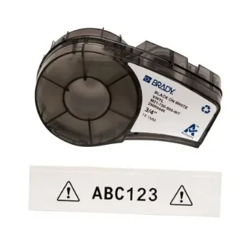 Brady B-595 Black on Black on White Label Printer Tape, 6.4 m Length, 19.05 mm Width - M21-750-595-WT product image