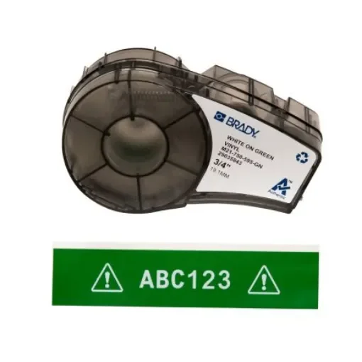 Brady B-595 White on White on Green Label Printer Tape, 6.4 m Length, 19.05 mm Width - M21-750-595-GN product image
