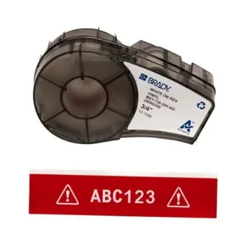 Brady B-595 White on White on Red Label Printer Tape, 6.4 m Length, 19.05 mm Width - M21-750-595-RD product image