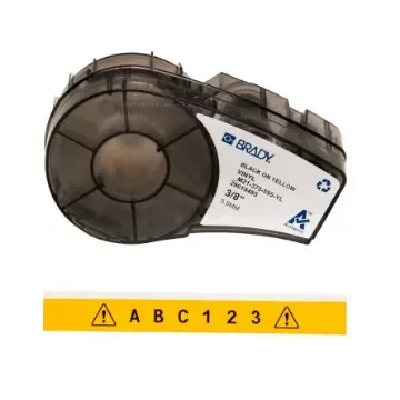 Brady B-595 Black on Black on Yellow Label Printer Tape, 6.4 m Length, 9.53 mm Width - M21-375-595-YL product image