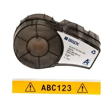 Brady B-595 Black on Black on Yellow Label Printer Tape, 6.4 m Length, 12.70 mm Width - M21-500-595-YL product image