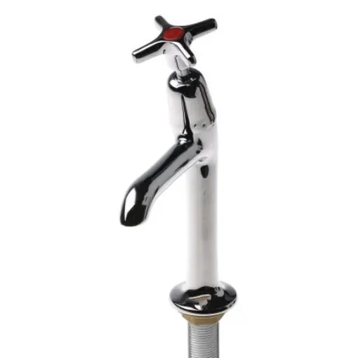 Pegler Yorkshire Chrome Plated Brass Twist Handle High Neck Hot Sink Tap, 1/2in - 303007 product image