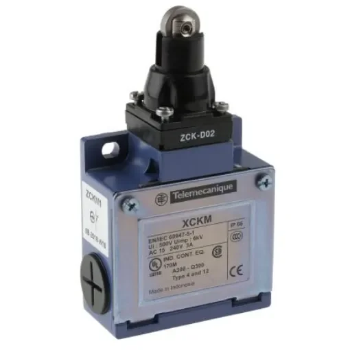 Telemecanique Sensors OsiSense XC Series Plunger Limit Switch, NO/NC, IP66, DP, Zinc Alloy Housing, 240V ac Max, 10A Max - XCKM102 product image