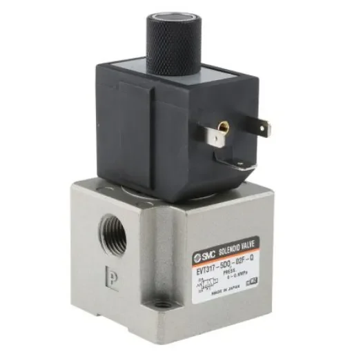 SMC 3/2 Pneumatic Solenoid Valve - Spring/Solenoid G 1/4 VT317 Series 24V dc - EVT317-5DO-02F-Q product image