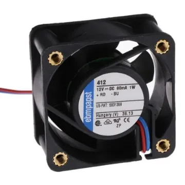 ebm-papst 400 Series Axial Fan, 12 V dc, DC Operation, 10m³/h, 900mW, 40 x 40 x 20mm - 412-RS0 product image
