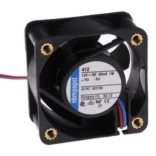 ebm-papst 400 Series Axial Fan, 12 V dc, DC Operation, 10m³/h, 900mW, 40 x 40 x 20mm - 412-RS0 product image