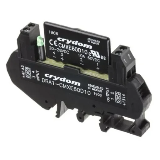 Sensata Crydom DRA1 CMX Series Solid State Interface Relay, 28 V dc Control, 8 A Load, DIN Rail Mount - DRA1-CMXE60D10 product image