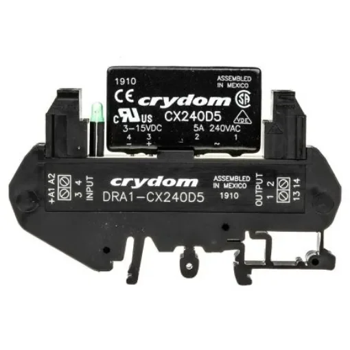 Sensata Crydom DRA1-CX Series Solid State Interface Relay, 15 V dc Control, 5 A rms Load, DIN Rail Mount - DRA1-CX240D5 product image