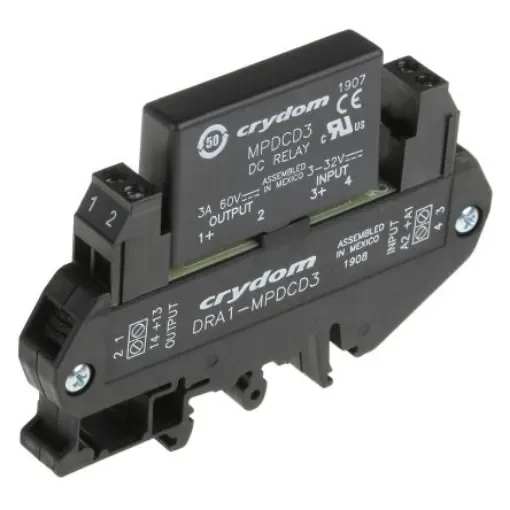 Sensata Crydom DRA1-MP Series Solid State Interface Relay, 32 V dc Control, 3 A Load, DIN Rail Mount - DRA1-MPDCD3 product image