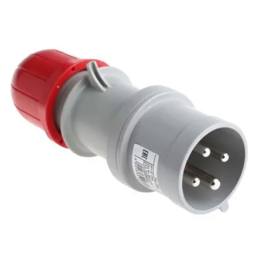 Scame IP44 Red Cable Mount 3P + E Industrial Power Connector Adapter Plug, Rated At 32A, 415 V,With Phase Inverter - 213.3236RV product image