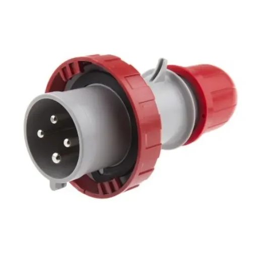 Scame IP66, IP67 Red Cable Mount 3P + E Industrial Power Connector Adapter Plug, Rated At 32A, 415 V,With Phase Inverter - 218.3236RV product image