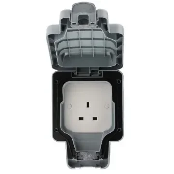MK Electric Grey 1 Gang Plug Socket, 2 Poles, 13A, Type G - British, Outdoor Use - K56480GRY product image