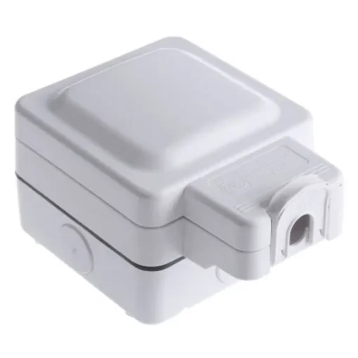 MK Electric White 1 Gang Plug Socket, 2 Poles, 13A, Type G - British, Outdoor Use - K56480WHI product image