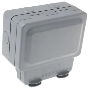 MK Electric Grey 2 Gang Plug Socket, 2 Poles, 13A, Type G - British, Outdoor Use - K56481GRY product image